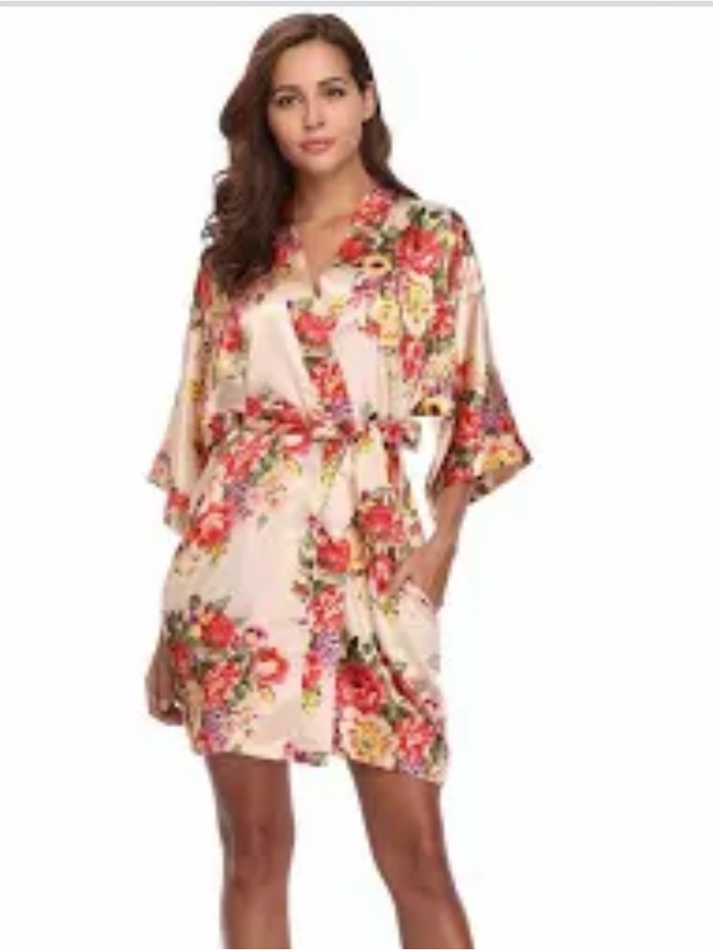 Floral soft Pink Floral Kimono Robe in large